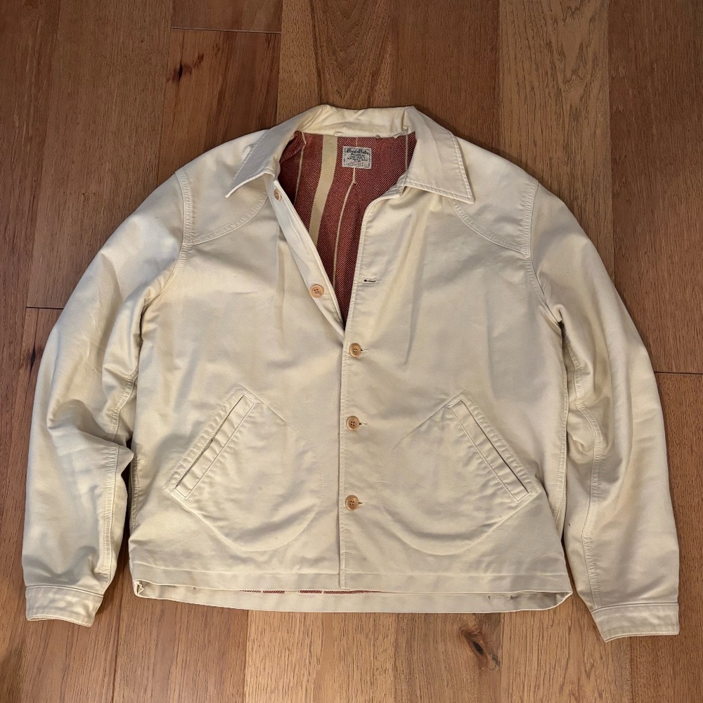 LEVIS VINTAGE CLOTHING LVC WIND REPELLENT JACKET IN FOG WHITE SIZE LARGE